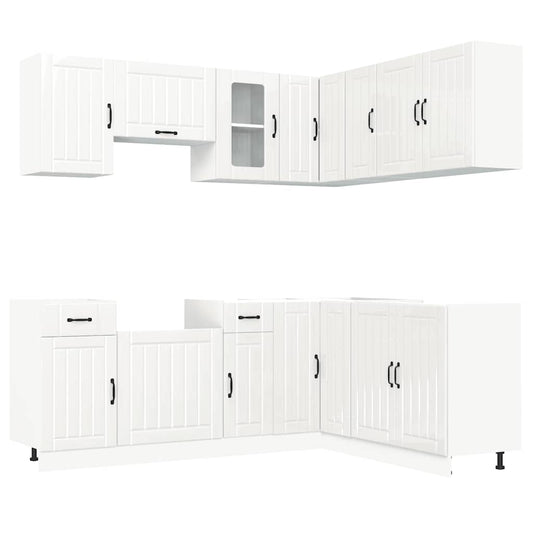 vidaXL 11 Piece Kitchen Cabinet Set Kalmar Gloss White Engineered Wood