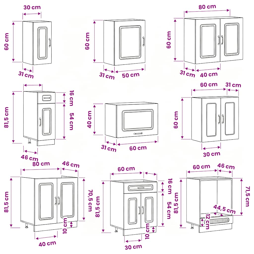 vidaXL 14 Piece Kitchen Cabinet Set "Kalmar" White Engineered Wood
