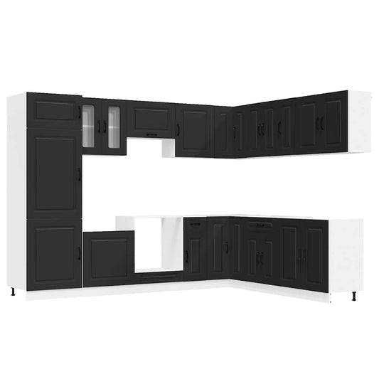 vidaXL 14 Piece Kitchen Cabinet Set "Kalmar" Black Engineered Wood