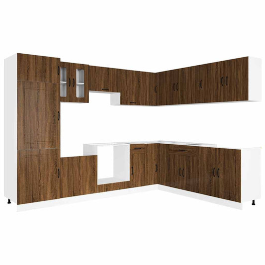 vidaXL 14 Piece Kitchen Cabinet Set Kalmar Brown Oak Engineered Wood