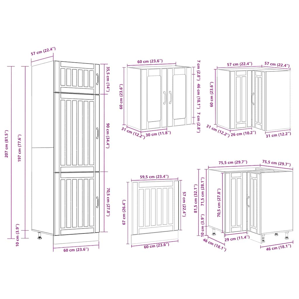 vidaXL 14 Piece Kitchen Cabinet Set Lucca White Engineered Wood