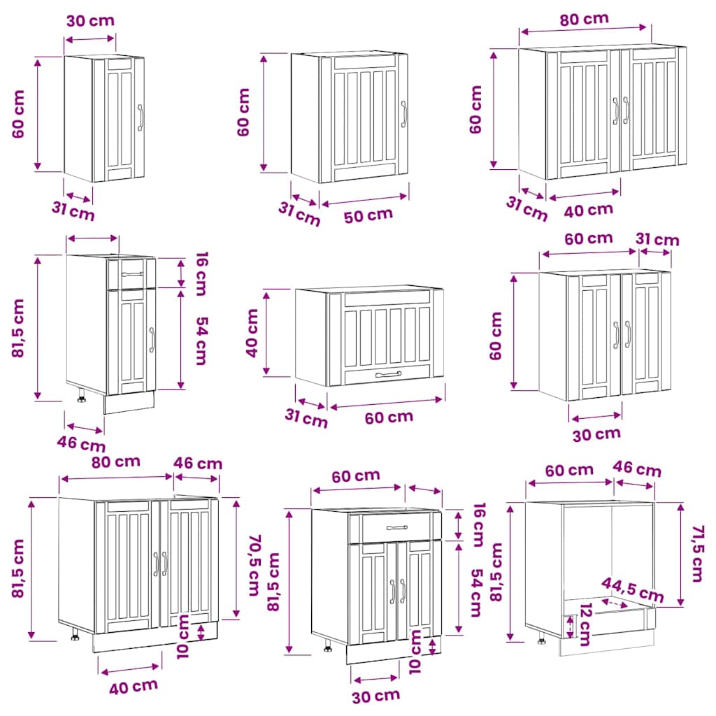 vidaXL 14 Piece Kitchen Cabinet Set Lucca White Engineered Wood