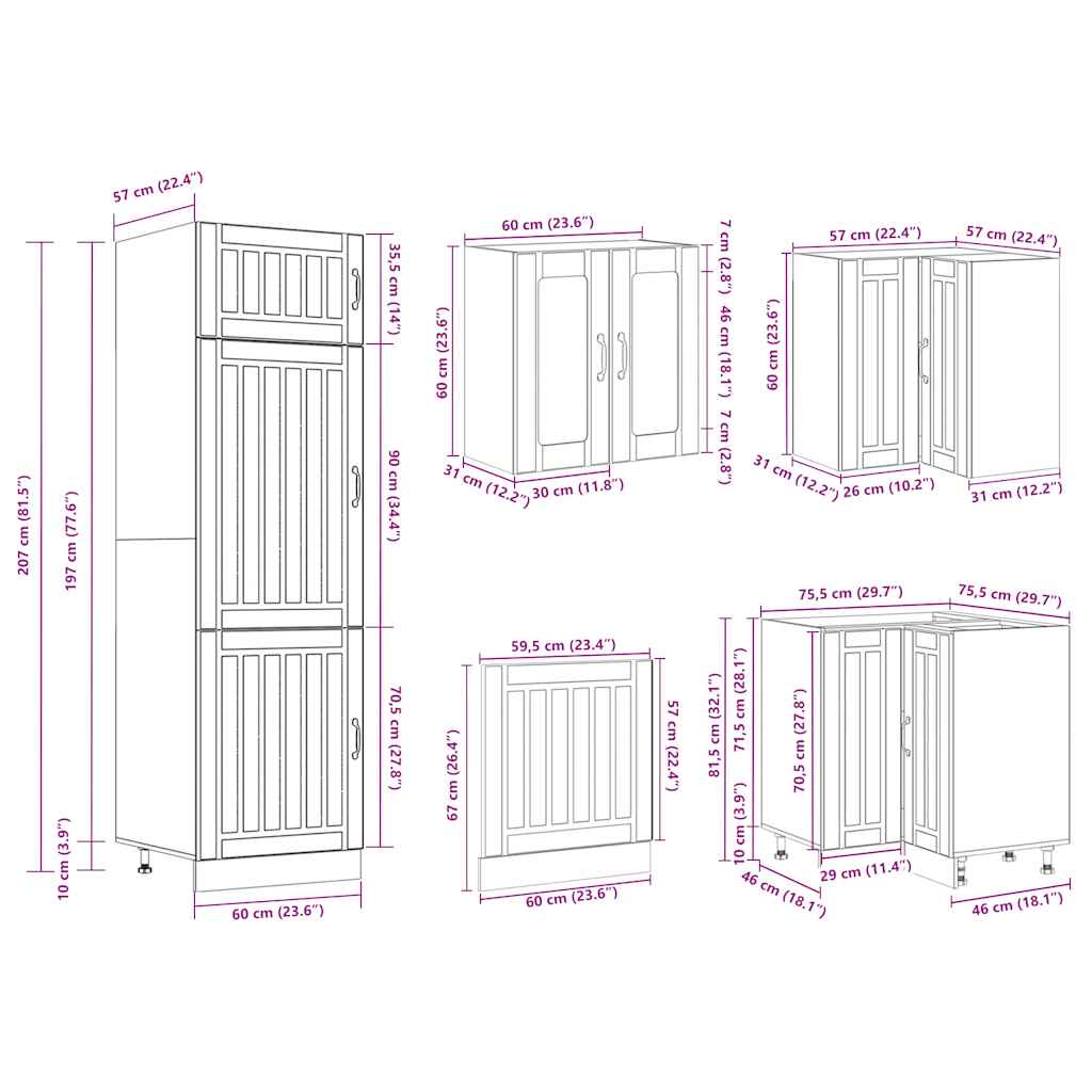vidaXL 14 Piece Kitchen Cabinet Set Lucca Gloss White Engineered Wood