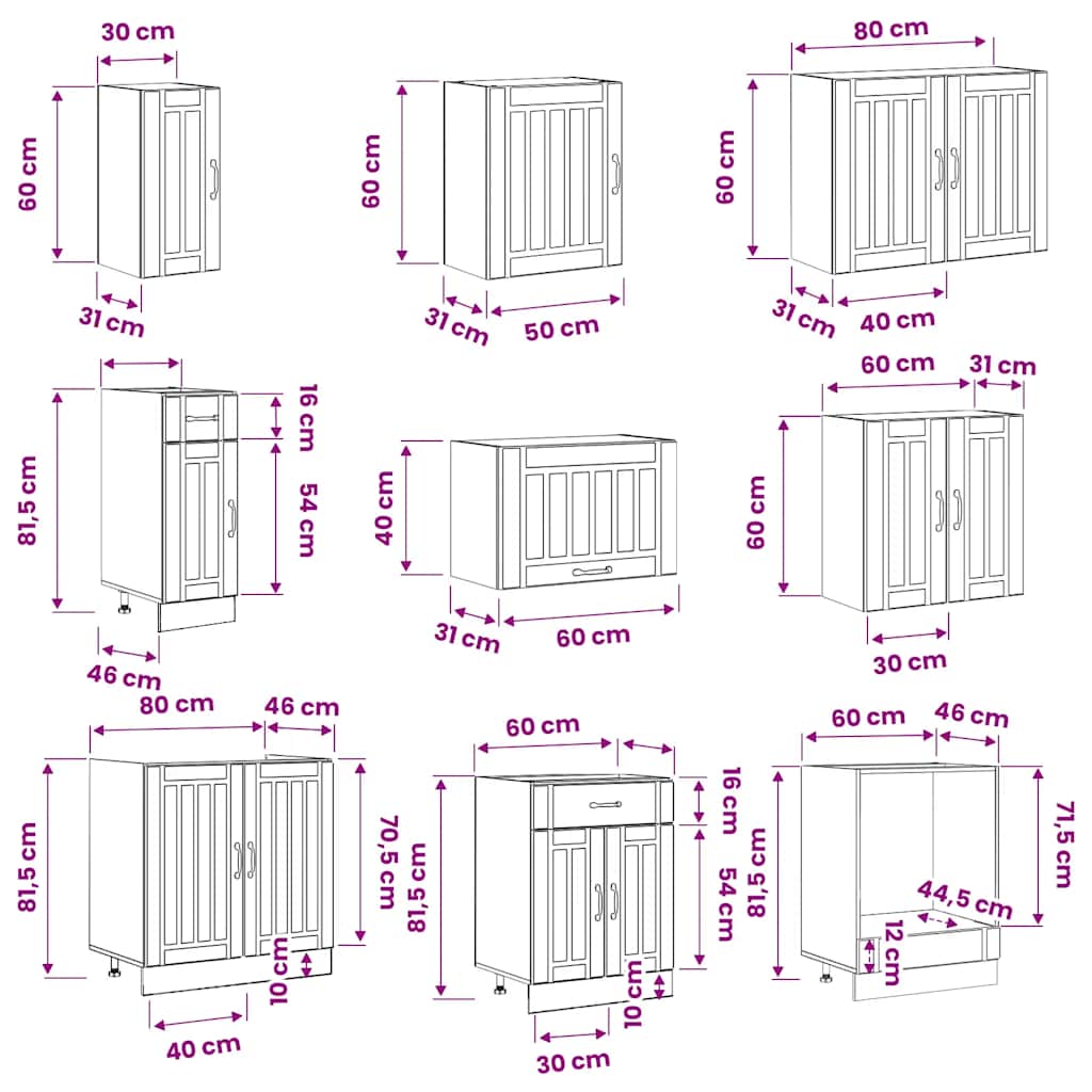 vidaXL 14 Piece Kitchen Cabinet Set Lucca Gloss White Engineered Wood