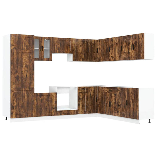 vidaXL 14 Piece Kitchen Cabinet Set "Porto" Smoked Oak Engineered Wood
