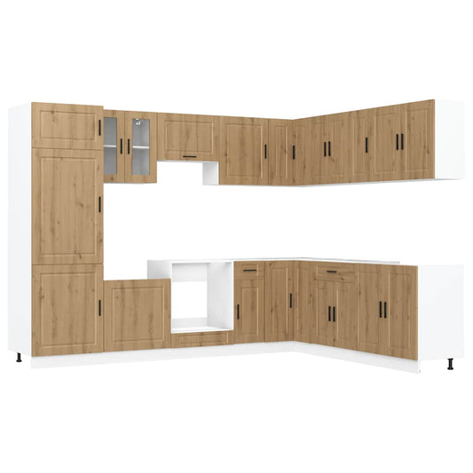 vidaXL 14 Piece Kitchen Cabinet Set "Porto" Artisan Oak Engineered Wood
