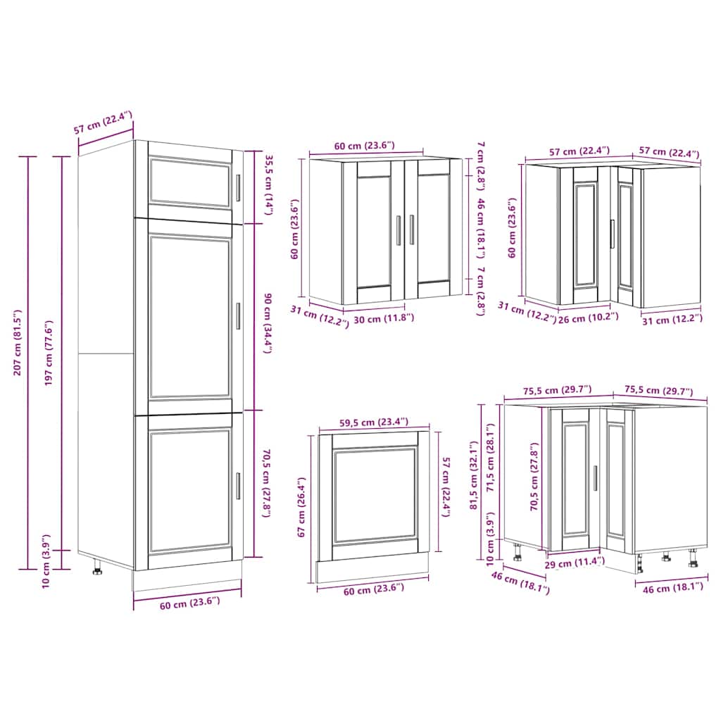 vidaXL 14 Piece Kitchen Cabinet Set "Porto" Artisan Oak Engineered Wood