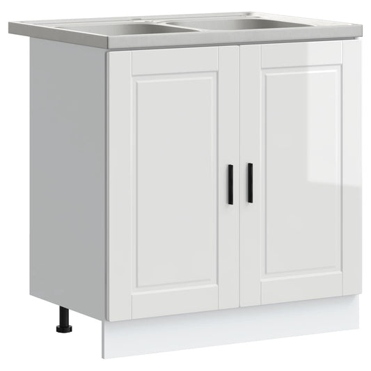 vidaXL Sink Base Cabinet with Door Porto 2 pcs White Engineered wood