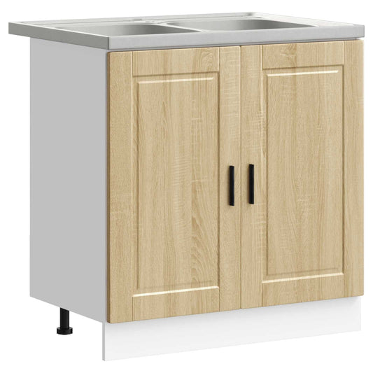 vidaXL Sink Base Cabinet with Door Porto 2 pcs Brown Engineered wood