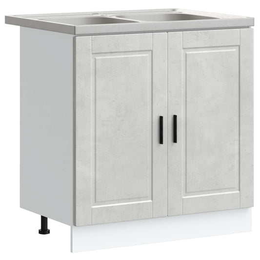 vidaXL Sink Base Cabinet with Storage Porto 2 pcs Grey Engineered wood