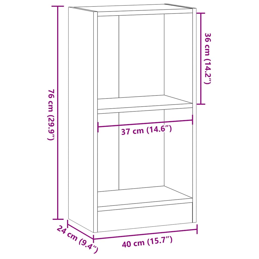 vidaXL Bookcase Grey Sonoma 40x24x76 cm Engineered Wood