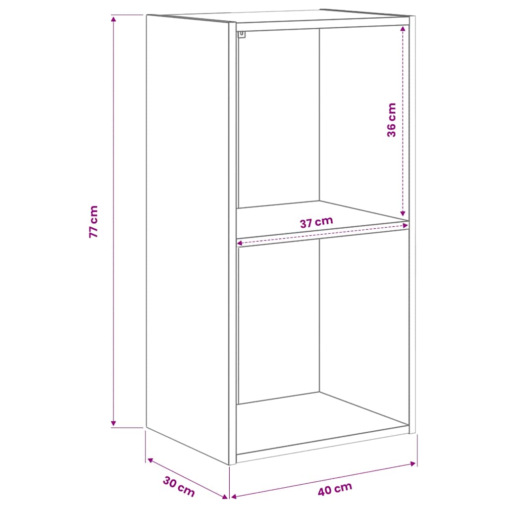 vidaXL Bookcase Smoked Oak 40x30x77 cm Engineered Wood