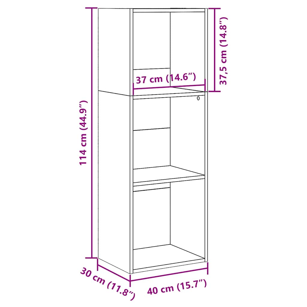 vidaXL Bookcase White 40x30x114 cm Engineered Wood