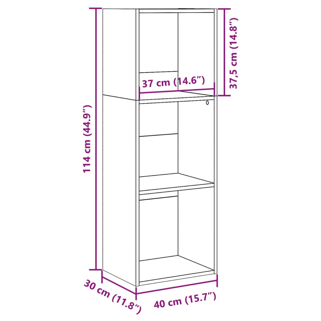 vidaXL Bookcase Sonoma Oak 40x30x114 cm Engineered Wood