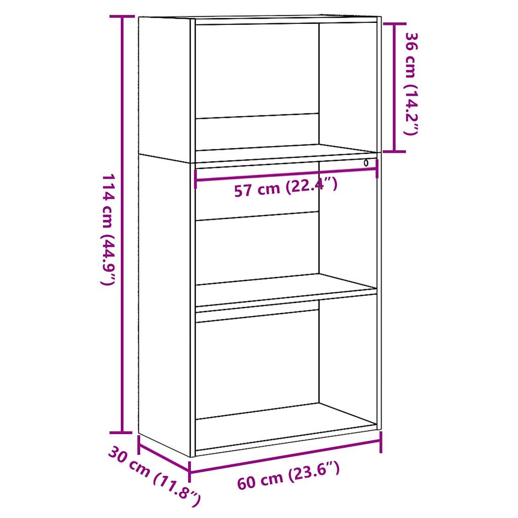 vidaXL Bookcase Sonoma Oak 60x30x114 cm Engineered Wood