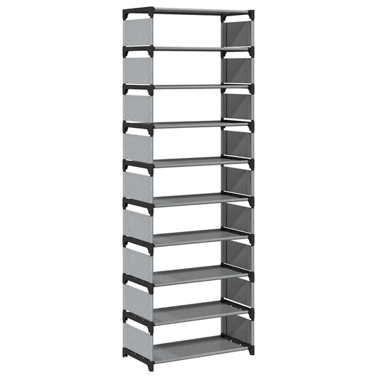 vidaXL Shoe Rack 10-Tier Grey 54x28x158 cm Non-woven Fabric