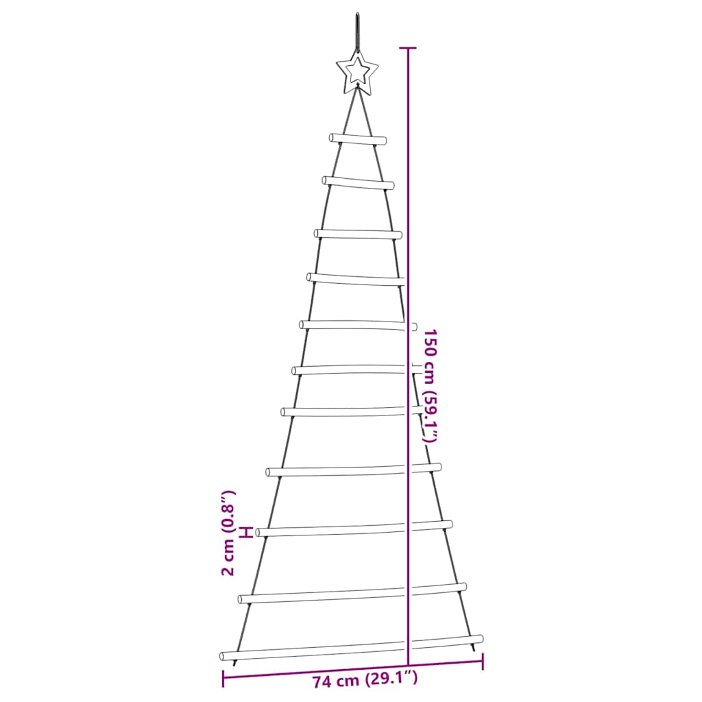vidaXL Hanging Christmas Tree with Top Star 74x150 cm Natural Branch