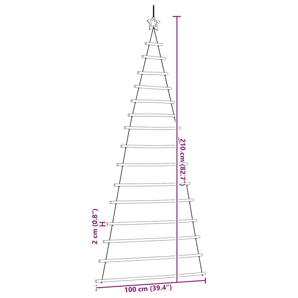 vidaXL Hanging Christmas Tree with Top Star 100x210 cm Natural Branch