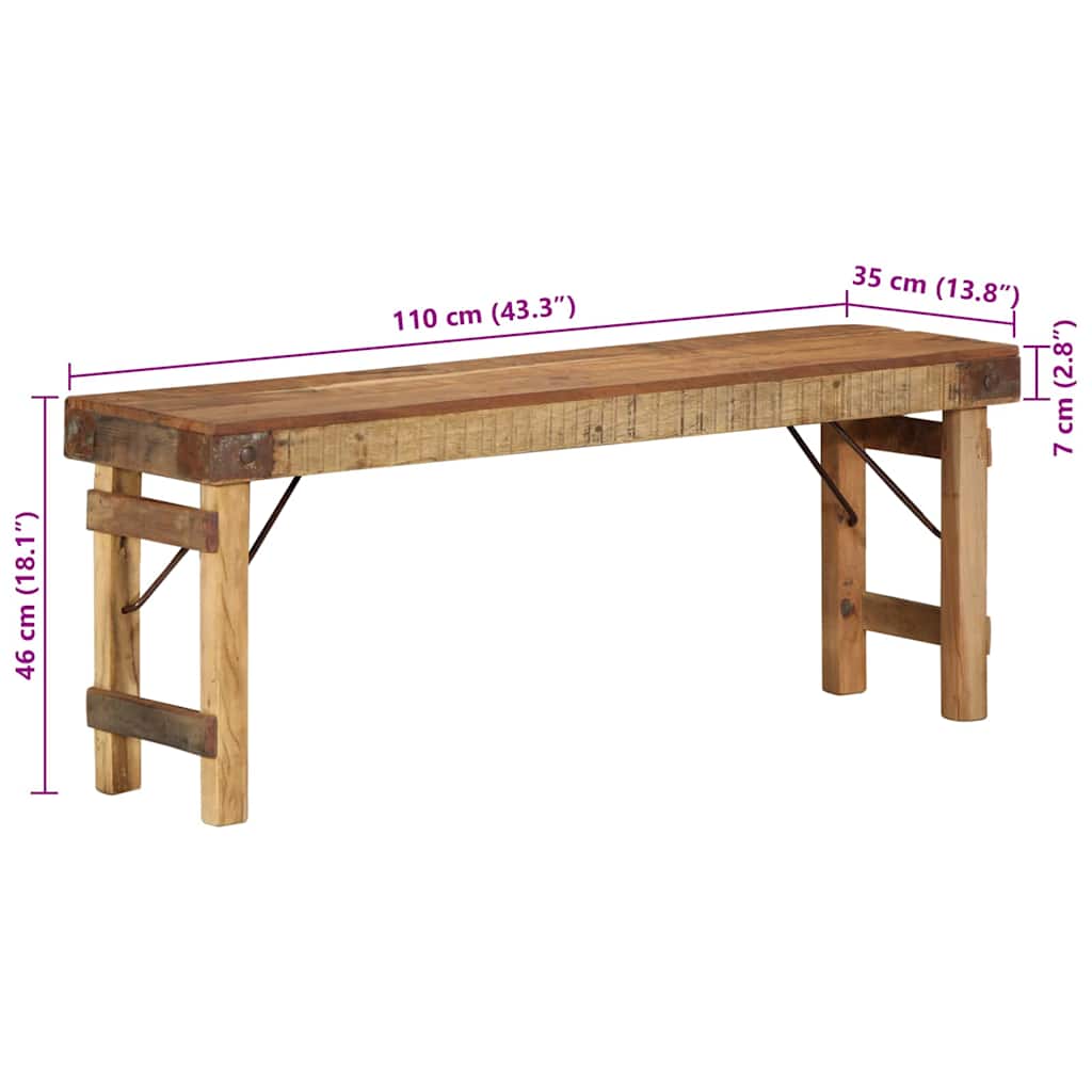 vidaXL Bench Natural 110 x 35 x 46 cm Reclaimed Old Wood