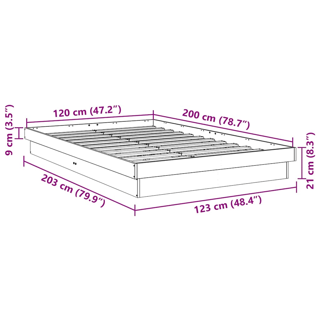 vidaXL Bed Frame without Mattress 120x200 cm Solid Wood Oak