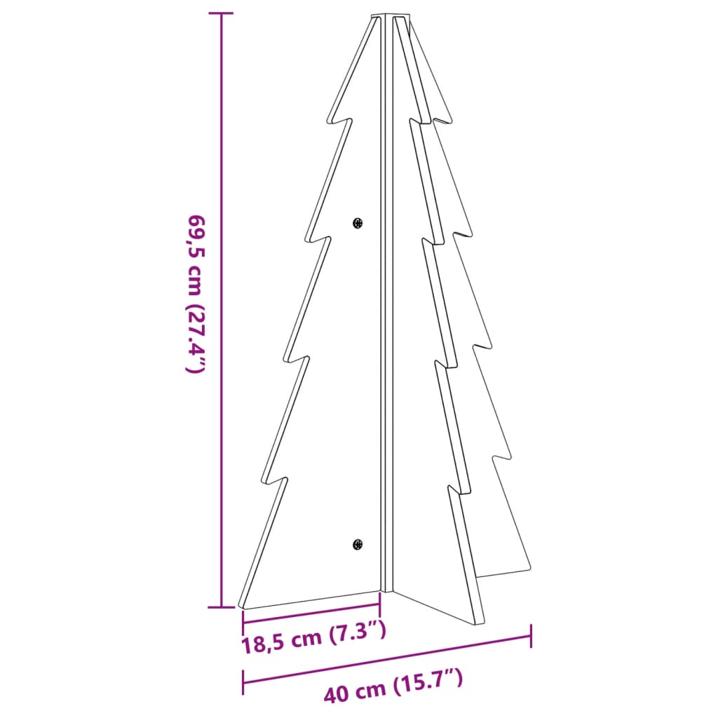 vidaXL Wooden Christmas Tree for Decoration 69,5 cm Solid Wood Pine