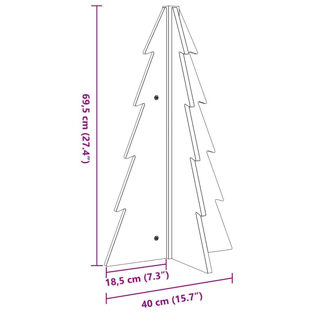 vidaXL Wooden Christmas Tree for Decoration White 69.5 cm