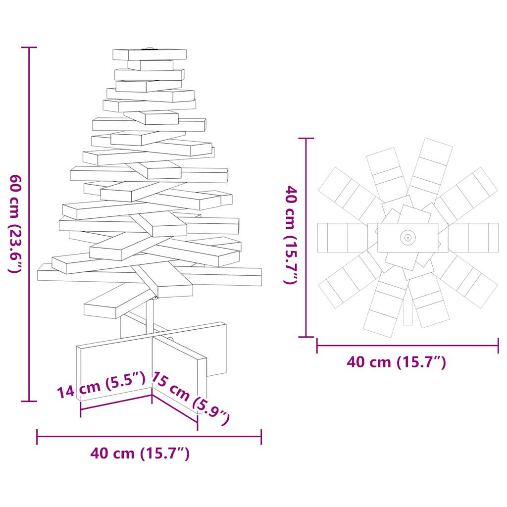 vidaXL Wooden Christmas Tree for Decoration Wax Brown 60 cm