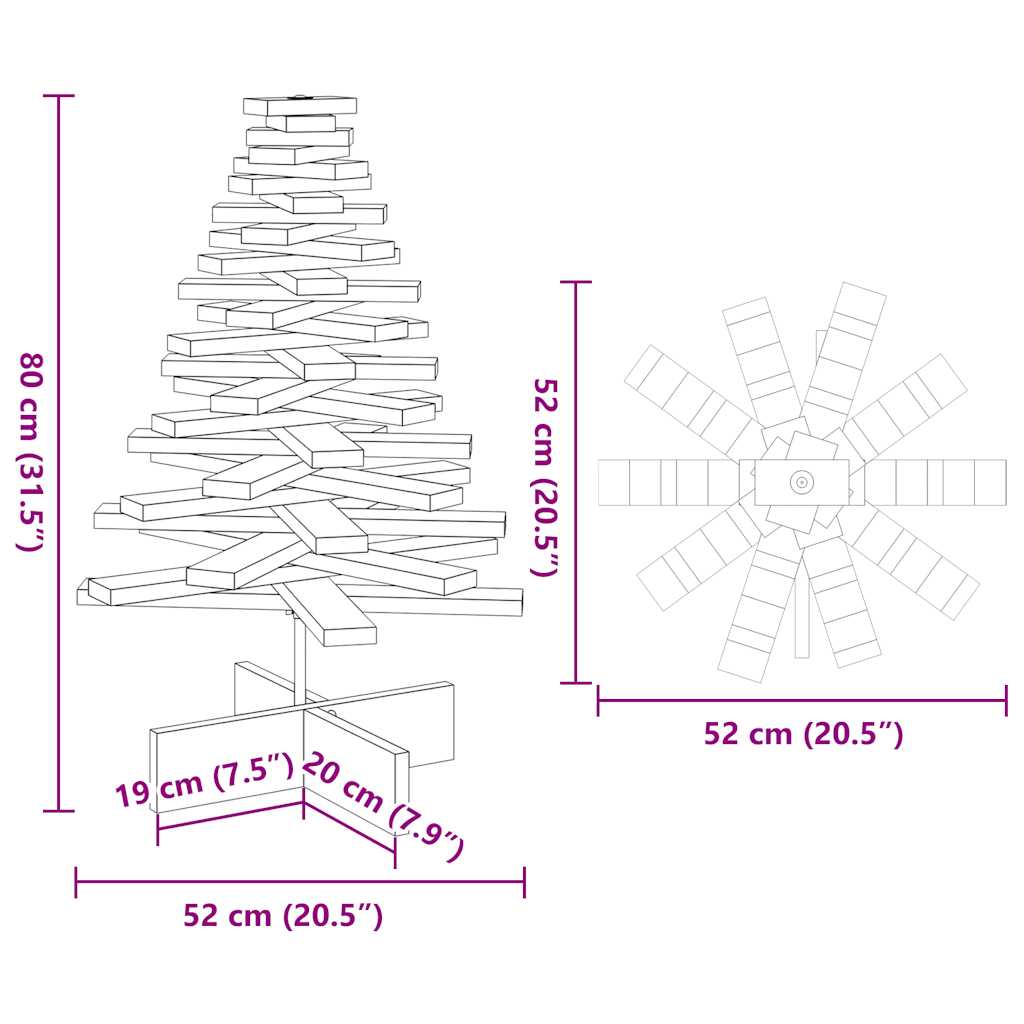 vidaXL Wooden Christmas Tree for Decoration White 80cm Solid Wood Pine