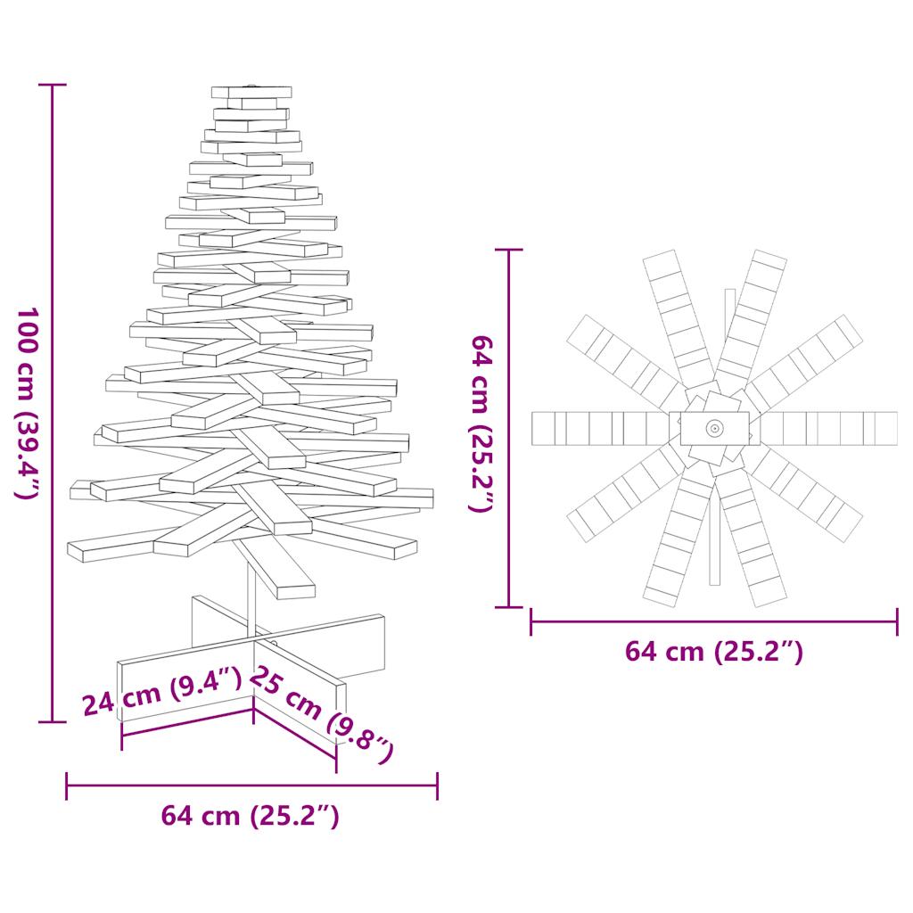 vidaXL Wooden Christmas Tree for Decoration Wax Brown 100 cm