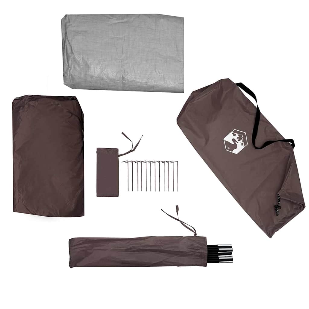 vidaXL Fishing Tent 3-Person Brown Waterproof