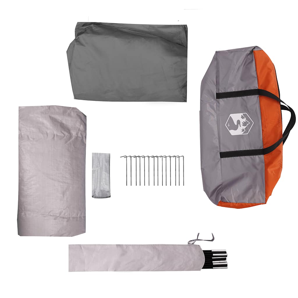 vidaXL Family Tent Cabin 6-Person Grey and Orange Waterproof