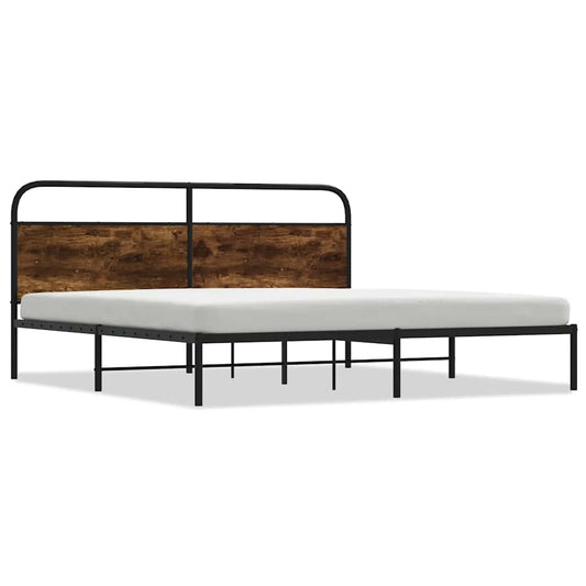 vidaXL Metal Bed Frame without Mattress Smoked Oak 180x200 cm