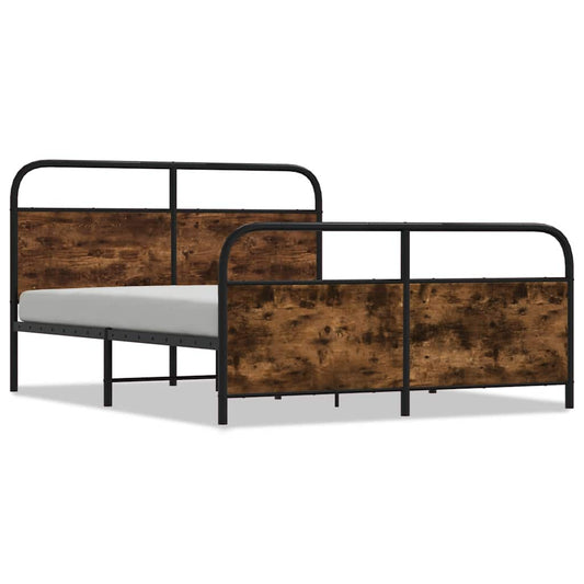 vidaXL Metal Bed Frame without Mattress Smoked Oak 180x200 cm