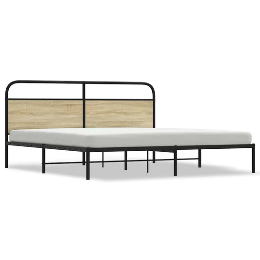 vidaXL Metal Bed Frame without Mattress Sonoma Oak 180x200 cm