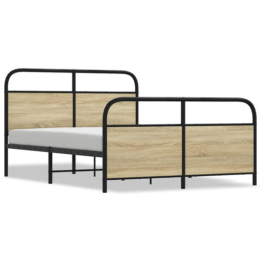 vidaXL Metal Bed Frame without Mattress Sonoma Oak 140x200 cm