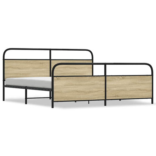 vidaXL Metal Bed Frame without Mattress Sonoma Oak 180x200 cm