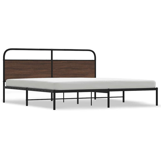 vidaXL Metal Bed Frame without Mattress Brown Oak 180x200 cm