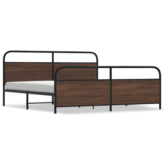 vidaXL Metal Bed Frame without Mattress Brown Oak 180x200 cm