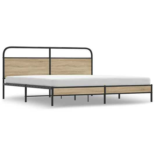 vidaXL Metal Bed Frame without Mattress Smoked Oak 180x200 cm