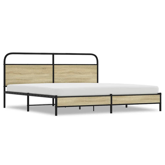 vidaXL Metal Bed Frame without Mattress Sonoma Oak 180x200 cm