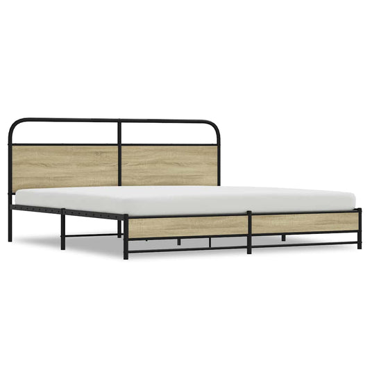 vidaXL Metal Bed Frame without Mattress Sonoma Oak 180x200 cm