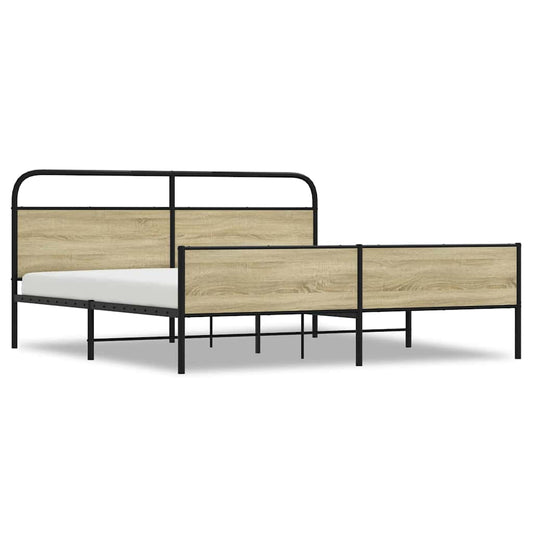 vidaXL Metal Bed Frame without Mattress Sonoma Oak 193x203 cm