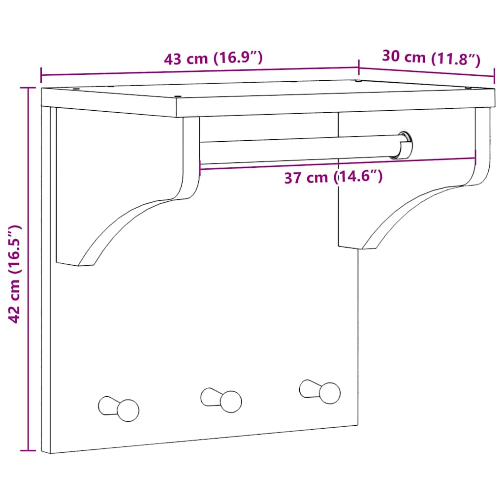 vidaXL Wall-mounted Coat Rack "S&NES" White 43x30x42 cm