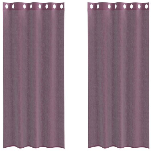 vidaXL Voile Curtains with Grommets 2 pcs Purple 140x225 cm