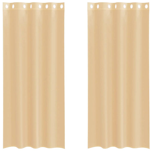 vidaXL Voile Curtains with Grommets 2 pcs Sand