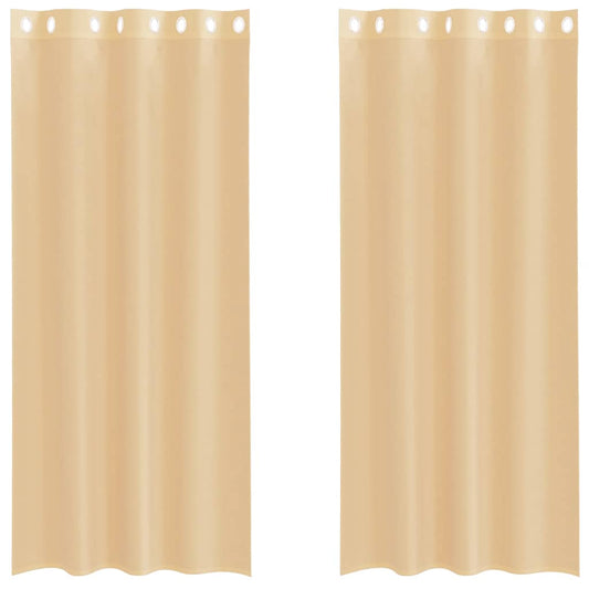 vidaXL Voile Curtains with Grommets 2 pcs Sand