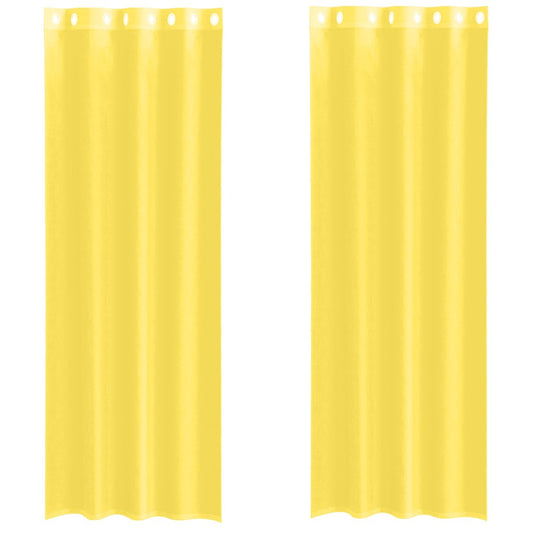 vidaXL Voile Curtains with Grommets 2 pcs Yellow