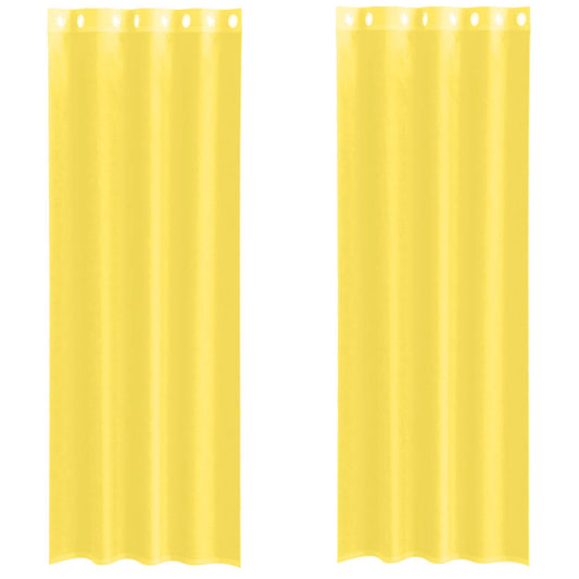 vidaXL Voile Curtains with Grommets 2 pcs Yellow