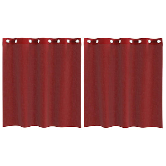 vidaXL Voile Curtains with Grommets 2 pcs Wine Red
