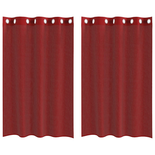 vidaXL Voile Curtains with Grommets 2 pcs Wine Red